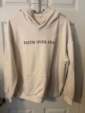 Faith Over Fear Cream Graphic Hoodie Sweater - Women's Pullover (few spots)
